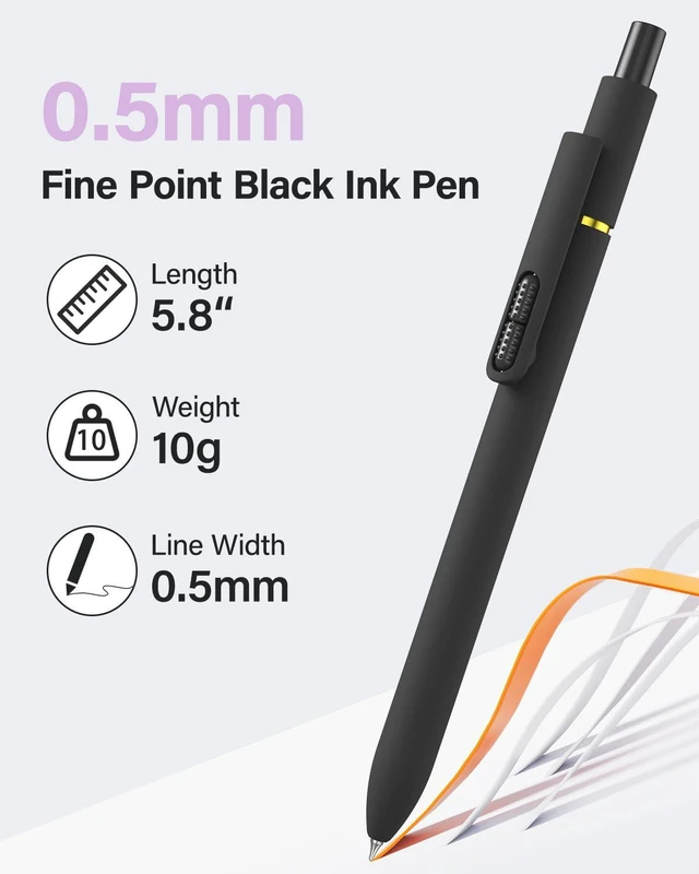 Alt view image 7 of 7 - 16 Pcs Gel Pens Black Ink, Fine Point(0.5mm),with Fidget Clip Stress Relief, Quick-Drying Smooth Writing,School and Office Supplies(black white)