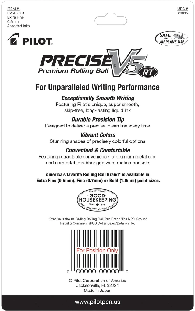 Alt view image 2 of 6 - Precise V5 RT Rolling Ball Pens, 0.5 mm, Assorted, Pack of 7