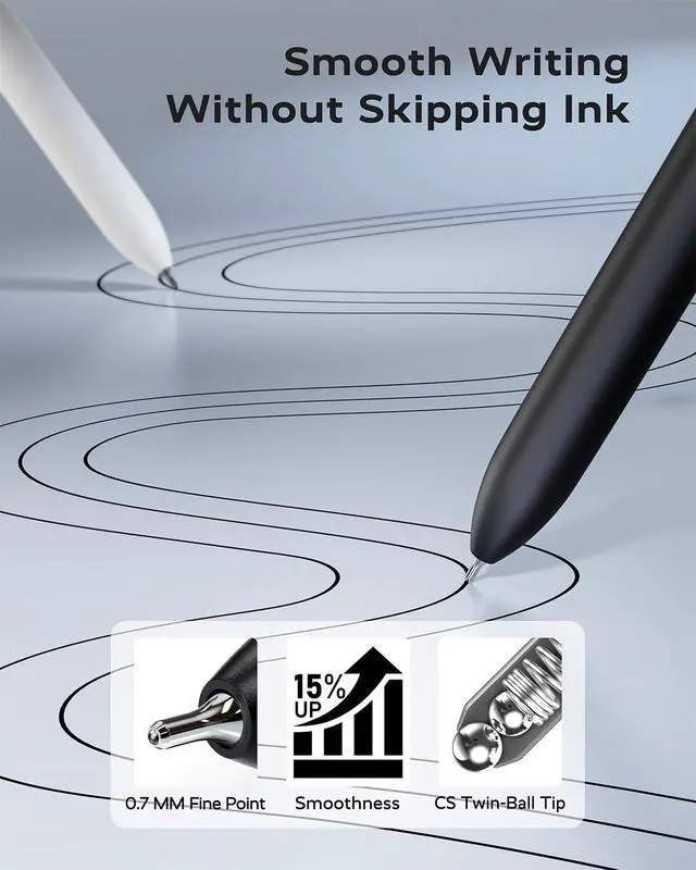 Alt view image 4 of 7 - GX3 Black Gel Pens,6Pcs Quick Dry Smooth Writing Pen with 3 Refills | Black Ink Pens, 0.7mm Fine Point, Retractable, Office, School Supplies, Journaling & Note Taking, for Nurses, Teachers