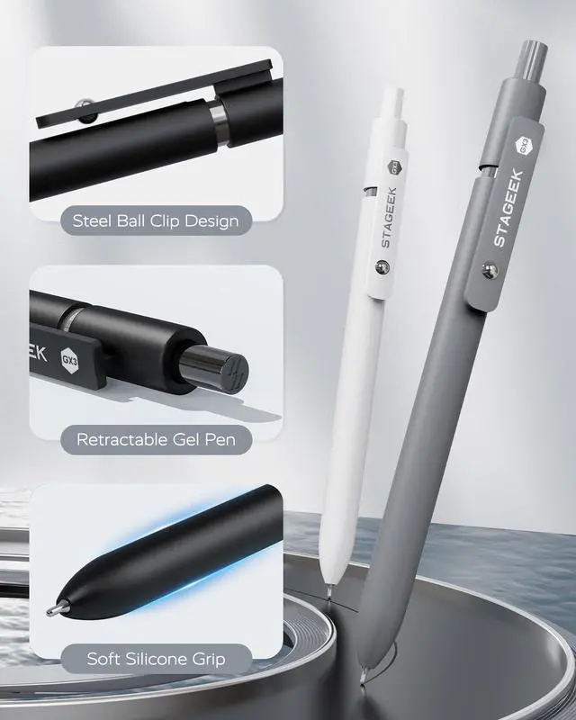 Alt view image 6 of 7 - GX3 Black Gel Pens,6Pcs Quick Dry Smooth Writing Pen with 3 Refills | Black Ink Pens, 0.7mm Fine Point, Retractable, Office, School Supplies, Journaling & Note Taking, for Nurses, Teachers