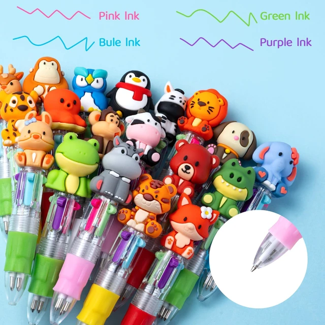 Alt view image 2 of 7 - 24PCS Animal 4-in-1 Multicolor Pens, Cute Pens for Kids Party Gifts Mini Ballpoint Pens, Fun Birthday Party Favors, Classroom Supplies, Kawaii Cute Gifts, Bulk Pens for Boys & Girls