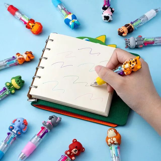 Alt view image 4 of 7 - 24PCS Animal 4-in-1 Multicolor Pens, Cute Pens for Kids Party Gifts Mini Ballpoint Pens, Fun Birthday Party Favors, Classroom Supplies, Kawaii Cute Gifts, Bulk Pens for Boys & Girls