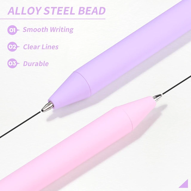 Alt view image 3 of 7 - Pens Bulk, 60 Pack Retractable Ballpoint Pens Black Ink (Pastel) 1.0mm Smooth Writing Clear Lines No-Smear, Cute Retractable Click Pens for School & Office, Gifts for Women Student, Teacher