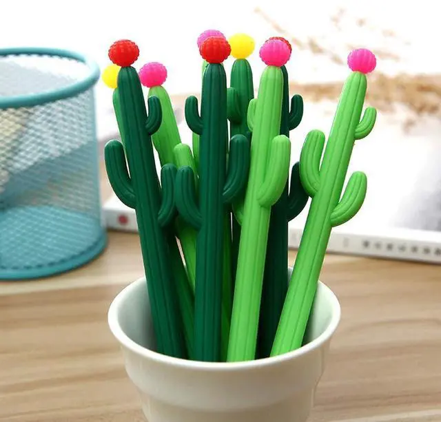 Main image of 30-Pack Cactus Shaped Gel Pens | 0.5mm black gel ink, rollerball tip, for school, home, office