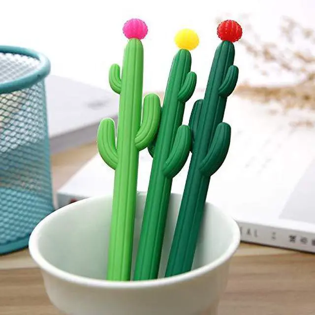 Alt view image 5 of 6 - 30-Pack Cactus Shaped Gel Pens | 0.5mm black gel ink, rollerball tip, for school, home, office