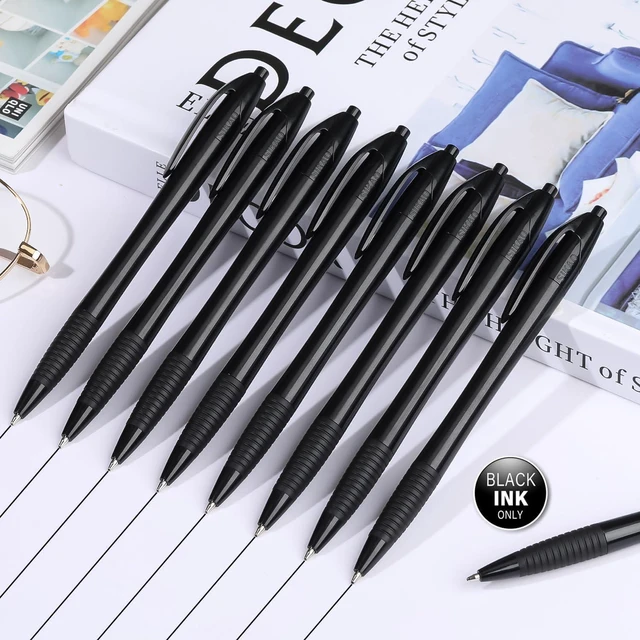 Alt view image 2 of 7 - Black Pens Bulk, 60 Pack Gripped Slimster Ballpoint Pens Black Ink 1.0mm Smooth Writing No Bleed No Skip, Click Pens with Soft Grip for Teacher Student Servers, School & Office Use
