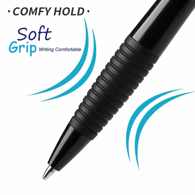 Alt view image 3 of 7 - Black Pens Bulk, 60 Pack Gripped Slimster Ballpoint Pens Black Ink 1.0mm Smooth Writing No Bleed No Skip, Click Pens with Soft Grip for Teacher Student Servers, School & Office Use