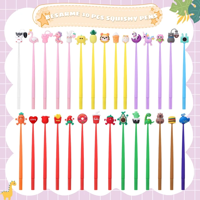 Alt view image 2 of 7 - 30 PCS Fun Pens Prize Gifts for Kids Classroom, Cute Silicone Pen Soft Grip, Assorted Cartoon Toppers, Halloween goodie bags stuffer, Student Birthday Gifts from Teacher Birthday Party Favors
