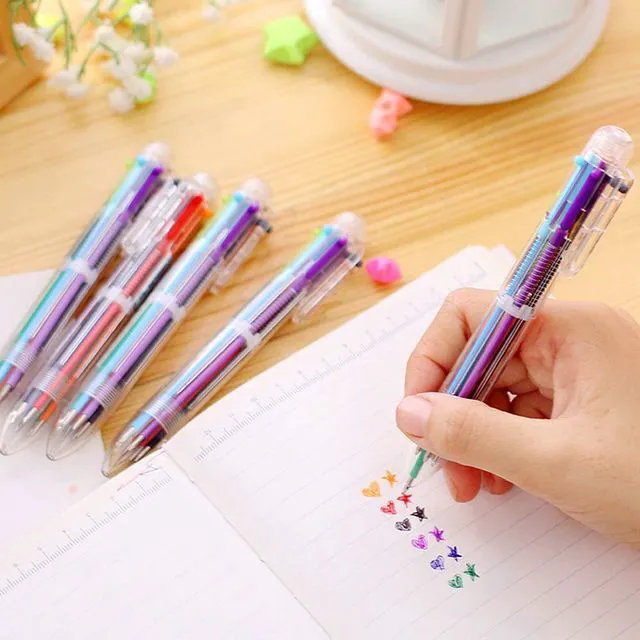 Alt view image 4 of 7 - 23 Pack 0.5mm 6-in-1 Multicolor Ballpoint Pen 6 Colors Retractable Ballpoint Pens Kids Party Favors Pen (23 Pack)