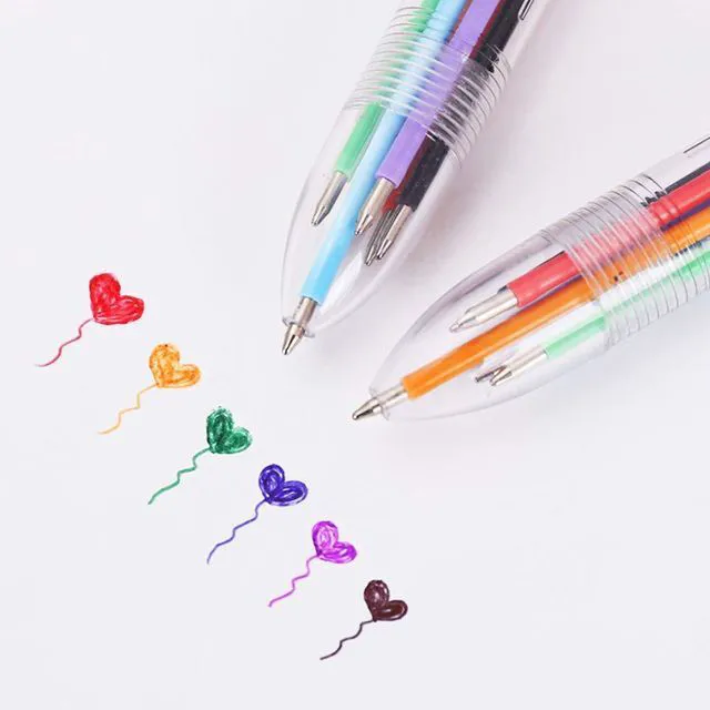 Alt view image 5 of 7 - 23 Pack 0.5mm 6-in-1 Multicolor Ballpoint Pen 6 Colors Retractable Ballpoint Pens Kids Party Favors Pen (23 Pack)