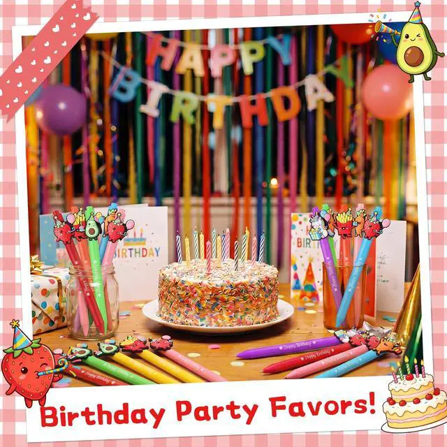 Alt view image 5 of 6 - 24 Pcs Birthday Cute Pens Classroom Gift for Student, Cute | Cartoon Funny Retractable Ballpoint Pens Black Ink for School Reward Birthday Party Favors Gift from Teacher Office Supplies