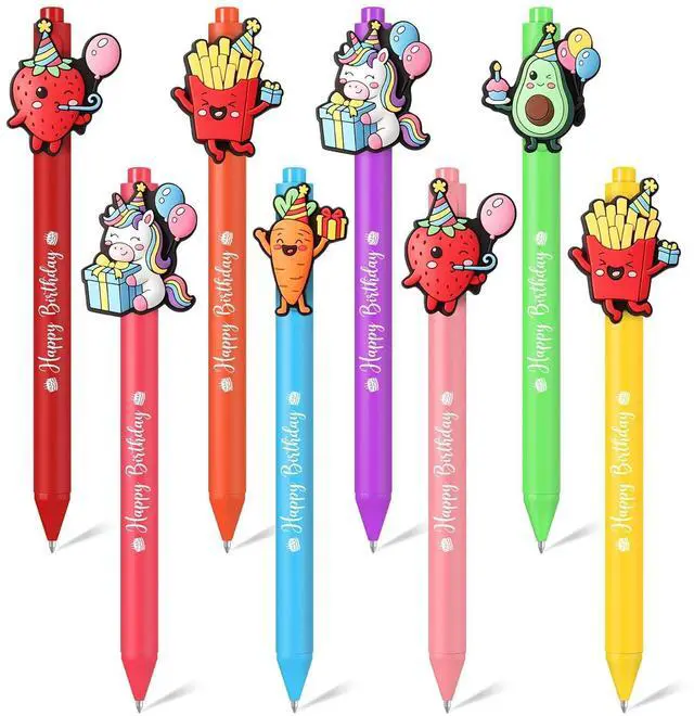 Main image of 24 Pcs Birthday Cute Pens Classroom Gift for Student, Cute | Cartoon Funny Retractable Ballpoint Pens Black Ink for School Reward Birthday Party Favors Gift from Teacher Office Supplies