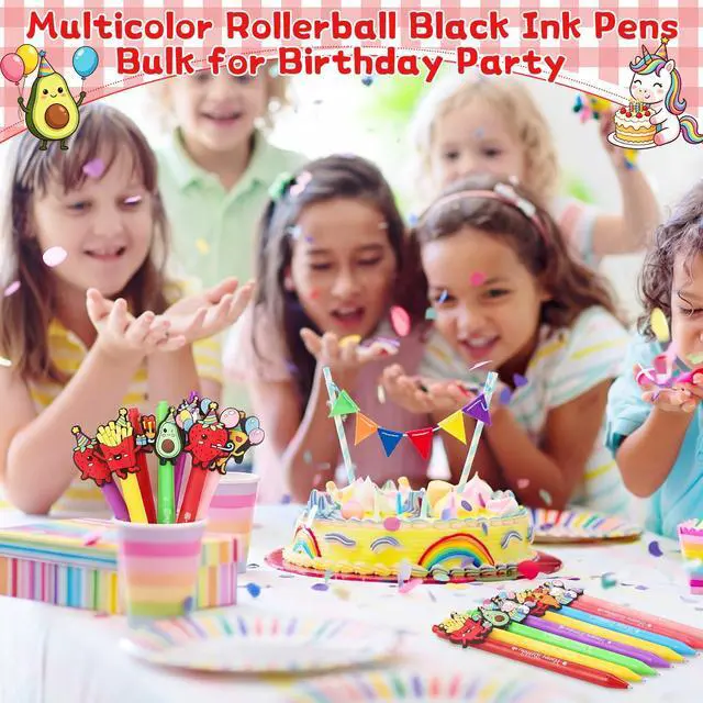 Alt view image 3 of 6 - 24 Pcs Birthday Cute Pens Classroom Gift for Student, Cute | Cartoon Funny Retractable Ballpoint Pens Black Ink for School Reward Birthday Party Favors Gift from Teacher Office Supplies