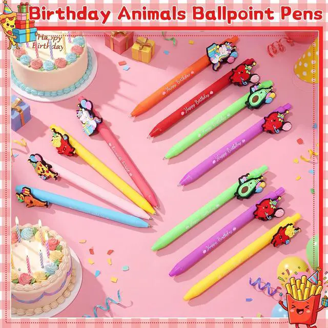 Alt view image 6 of 6 - 24 Pcs Birthday Cute Pens Classroom Gift for Student, Cute | Cartoon Funny Retractable Ballpoint Pens Black Ink for School Reward Birthday Party Favors Gift from Teacher Office Supplies