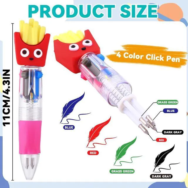 Alt view image 2 of 7 - 28PCS Fun Pens Cute Multicolor Pens 4-in-1 for Party Favors Gifts Kids | Multicolor Ballpoint Pen, Mini Cartoon Animal 0.7mm Retractable Writing Pens for Party Favors School Supplies Student Rewards