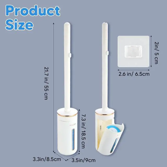Alt view image 2 of 7 - Disposable Toilet Brush, Toilet Bowl Cleaning System with Holder & 24 Count Wand Refill, No-Mess Clean Brush Starter Kit with 1 Toilet Wand, 1 Storage Caddy, 1 Fragrant Tablet (1 + 24)