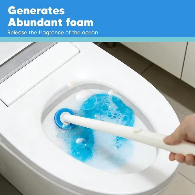 Alt view image 5 of 7 - Disposable Toilet Brush, Toilet Bowl Cleaning System with Holder & 24 Count Wand Refill, No-Mess Clean Brush Starter Kit with 1 Toilet Wand, 1 Storage Caddy, 1 Fragrant Tablet (1 + 24)