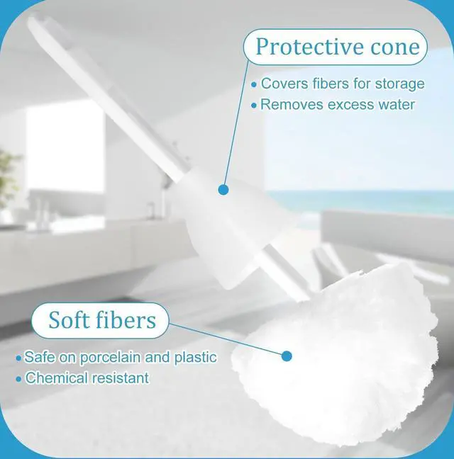 Alt view image 3 of 6 - Toilet Brushes,Toilet Bowl Mop Toilet Bowl Brush White Soft Swab Toilet Mop for Bathroom Toilet Brush Long Handle Toilet Bowl Brush Mop Toilet Scrubber Bathroom Accessorie