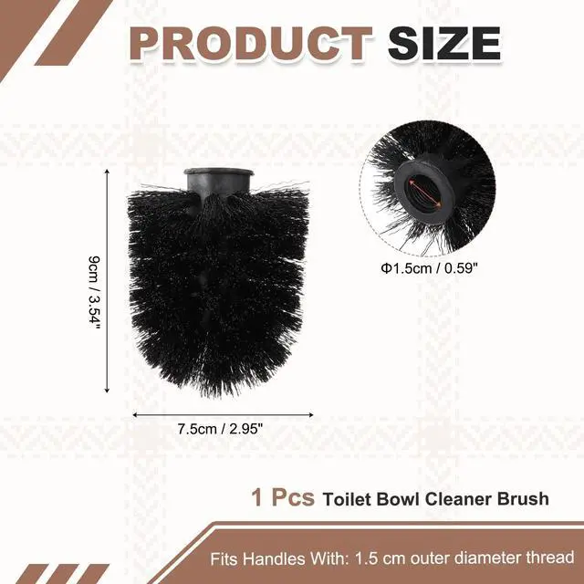 Alt view image 2 of 7 - Toilet Brush Replacement Head, Toilet Brush Refills, Bathroom Cleaning Tool Restroom Accessories for Bathtubs Bathroom Home Apartments Office Hotel, Black