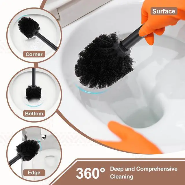 Alt view image 4 of 7 - Toilet Brush Replacement Head, Toilet Brush Refills, Bathroom Cleaning Tool Restroom Accessories for Bathtubs Bathroom Home Apartments Office Hotel, Black