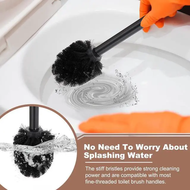 Alt view image 5 of 7 - Toilet Brush Replacement Head, Toilet Brush Refills, Bathroom Cleaning Tool Restroom Accessories for Bathtubs Bathroom Home Apartments Office Hotel, Black