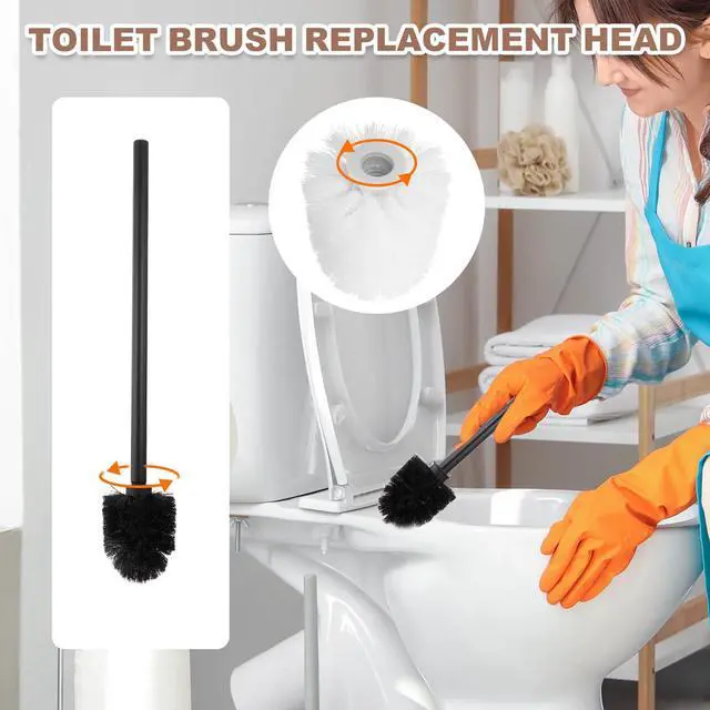 Alt view image 6 of 7 - Toilet Brush Replacement Head, Toilet Brush Refills, Bathroom Cleaning Tool Restroom Accessories for Bathtubs Bathroom Home Apartments Office Hotel, Black