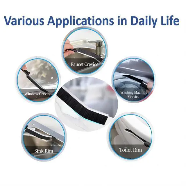 Alt view image 4 of 7 - Crevice Cleaning Brush Cleaning Tools Cleaning Supplies Grout Brush Scrub Brush Toilet Brush for Household Use for Cleaning Bathroom Kitchen 3 Pcs (Black)