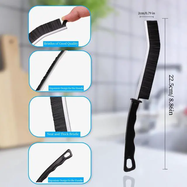 Alt view image 5 of 7 - Crevice Cleaning Brush Cleaning Tools Cleaning Supplies Grout Brush Scrub Brush Toilet Brush for Household Use for Cleaning Bathroom Kitchen 3 Pcs (Black)