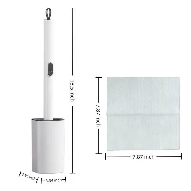 Alt view image 3 of 7 - Extendable Toilet Brush & Holder Set, Disposable Toilet Brush Silicone Head, Hands-Free Wet Wipe Attachment, Easy & Mess-Free Cleaning (White)