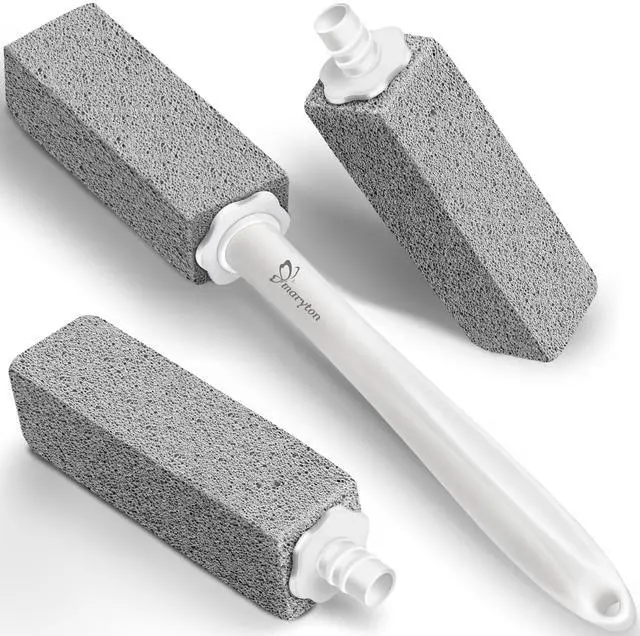 Main image of Pumice Stone for Toilet Cleaning with Extra Long Handle, Replaceable Design, 1 Cleaning Handle, 3 Cleaning Stones Refills, Easy for Removing Stubborn Hard Water Stains Buildups