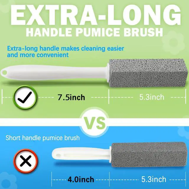 Alt view image 3 of 6 - Pumice Stone for Toilet Cleaning with Extra Long Handle, Replaceable Design, 1 Cleaning Handle, 3 Cleaning Stones Refills, Easy for Removing Stubborn Hard Water Stains Buildups
