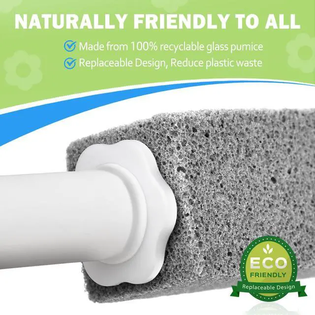 Alt view image 6 of 6 - Pumice Stone for Toilet Cleaning with Extra Long Handle, Replaceable Design, 1 Cleaning Handle, 3 Cleaning Stones Refills, Easy for Removing Stubborn Hard Water Stains Buildups