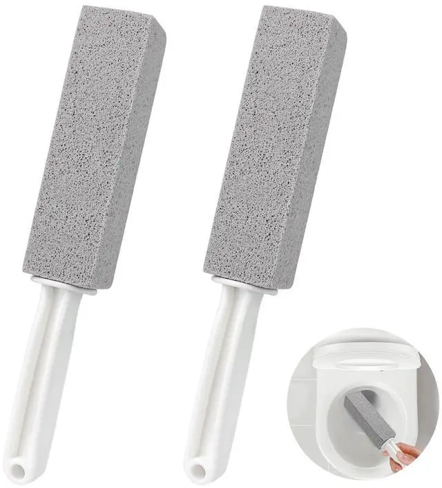 Main image of Pumice Cleaning Stone, 2 Pack Toilet Bowl Cleaner Toilet Brush, Gray | Non-Slip Long Plastic Handle, for Kitchen, Bath, Pool, Household Cleaning