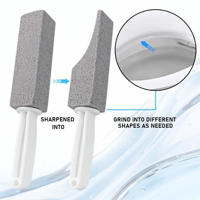 Alt view image 4 of 7 - Pumice Cleaning Stone, 2 Pack Toilet Bowl Cleaner Toilet Brush, Gray | Non-Slip Long Plastic Handle, for Kitchen, Bath, Pool, Household Cleaning