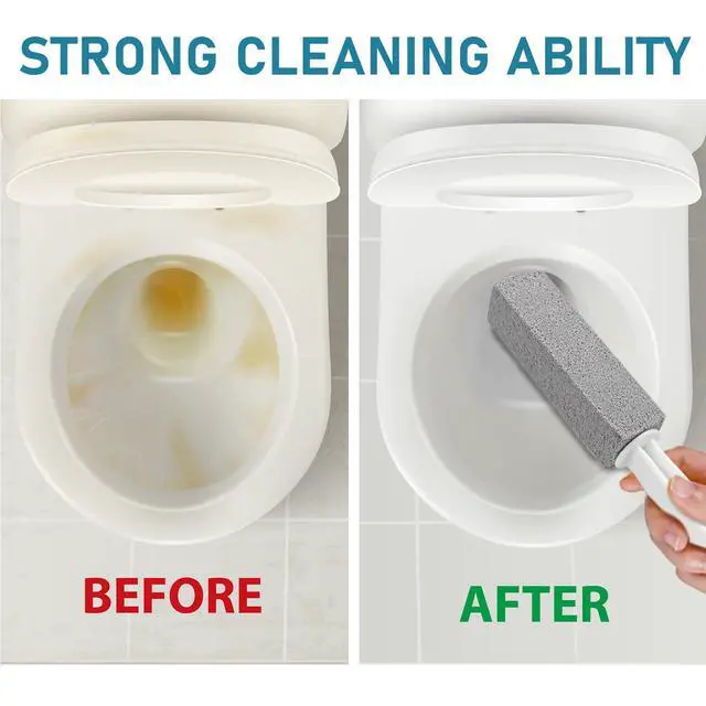 Alt view image 3 of 7 - Pumice Cleaning Stone, 2 Pack Toilet Bowl Cleaner Toilet Brush, Gray | Non-Slip Long Plastic Handle, for Kitchen, Bath, Pool, Household Cleaning