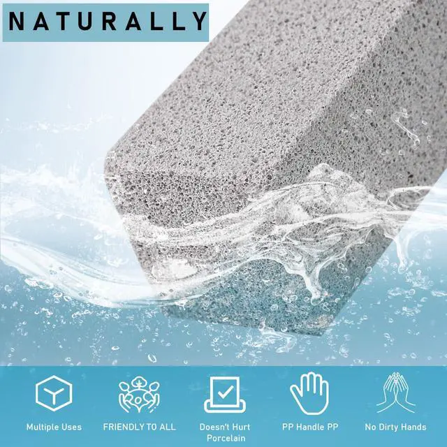 Alt view image 6 of 7 - Pumice Cleaning Stone, 2 Pack Toilet Bowl Cleaner Toilet Brush, Gray | Non-Slip Long Plastic Handle, for Kitchen, Bath, Pool, Household Cleaning