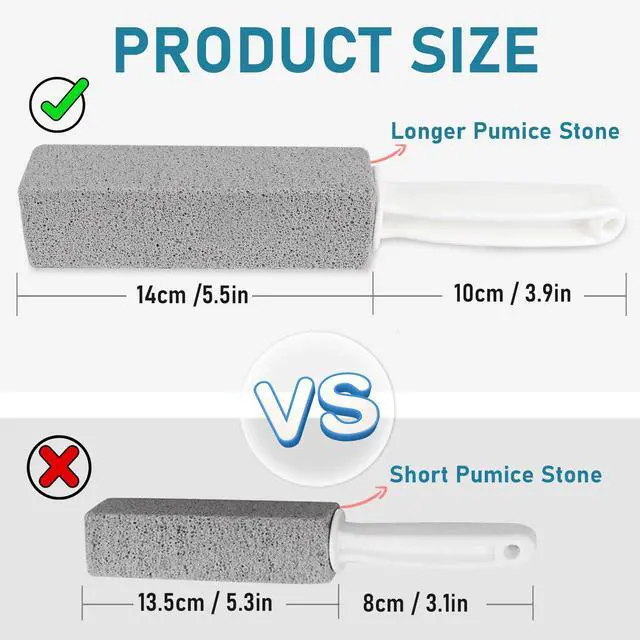 Alt view image 7 of 7 - Pumice Cleaning Stone, 2 Pack Toilet Bowl Cleaner Toilet Brush, Gray | Non-Slip Long Plastic Handle, for Kitchen, Bath, Pool, Household Cleaning