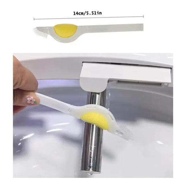 Alt view image 2 of 7 - 6 Pack Bidet Sprayer Cleaning Brush with Sponge Scrubber Bristles Smart Toilet Spraying Nozzle Brushes for Bidet Attachment Smart Bidet Toilet Seat Electronic Bidets Warm Water Air Dryer Tube