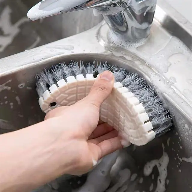 Alt view image 3 of 6 - 2 Pcs Without Dead Corner Multi Purpose Heavy Duty Scrub Brush, Heavy Duty Hand Held Scrub Stiff Bristle Brush, Multiple Segments are Bendable Fruit Vegetable Brush,Bathtub Tile Brush Bathroom Brush