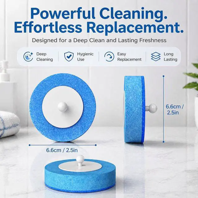 Alt view image 2 of 7 - 24-Pack Disposable Toilet Brush Refills, Replacement Heads for Toilet Scrubber, Toilet Bowl Cleaners Brush Sponges, Compatible with Most Wall Mount Toilet Brush Sets