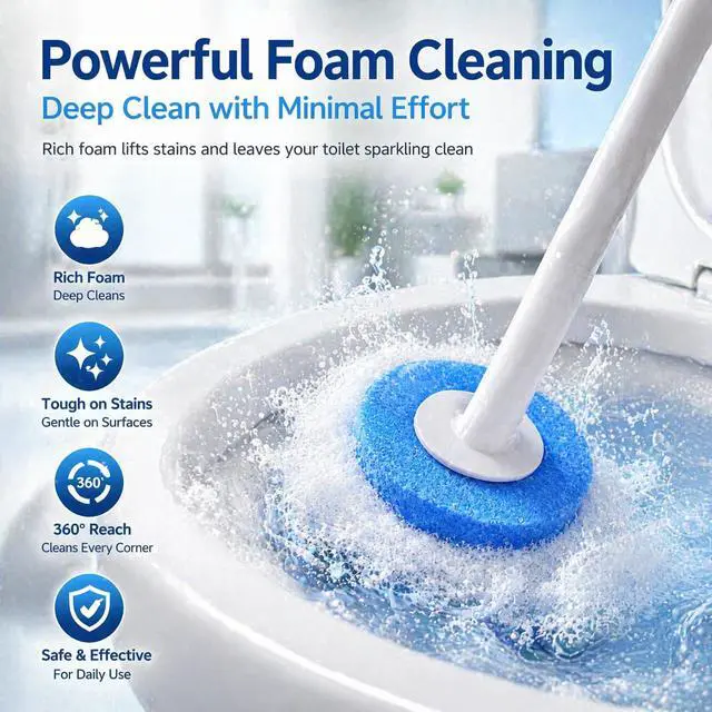 Alt view image 3 of 7 - 24-Pack Disposable Toilet Brush Refills, Replacement Heads for Toilet Scrubber, Toilet Bowl Cleaners Brush Sponges, Compatible with Most Wall Mount Toilet Brush Sets