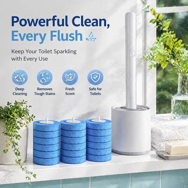 Alt view image 6 of 7 - 24-Pack Disposable Toilet Brush Refills, Replacement Heads for Toilet Scrubber, Toilet Bowl Cleaners Brush Sponges, Compatible with Most Wall Mount Toilet Brush Sets