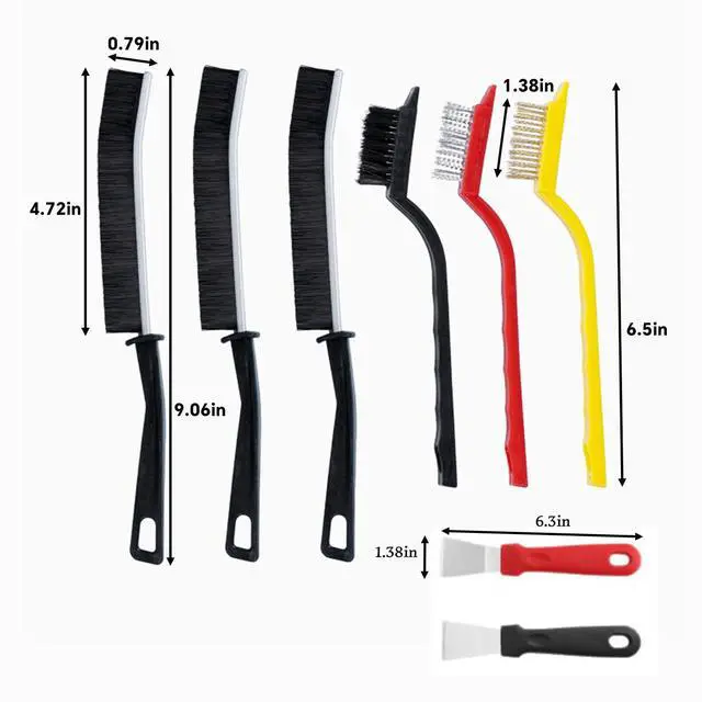 Alt view image 3 of 7 - Crevice Cleaning Brush Set, Multifunctional Hard Bristle Brushes, Bathroom, Toilet, Kitchen Sink Dead Corner, Window Gap, Floor Brush, Sink, Cup (8pcs)
