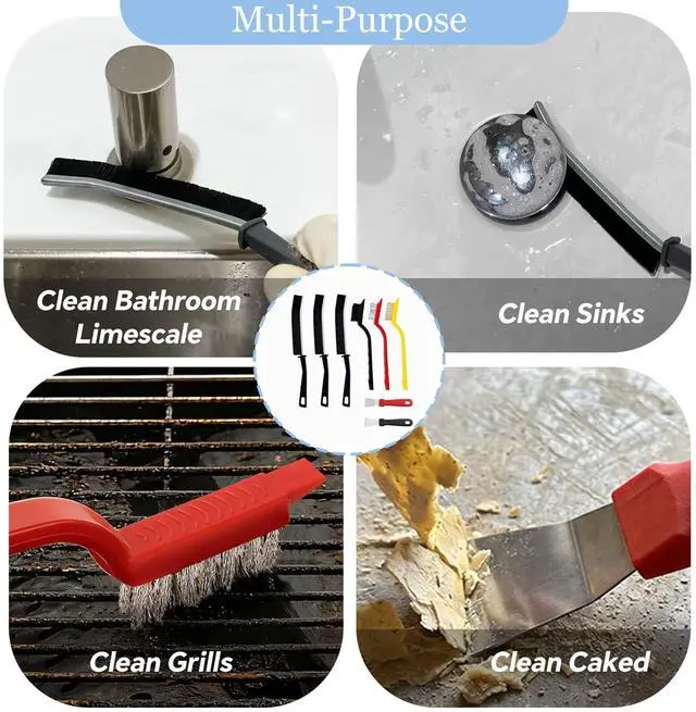 Alt view image 2 of 7 - Crevice Cleaning Brush Set, Multifunctional Hard Bristle Brushes, Bathroom, Toilet, Kitchen Sink Dead Corner, Window Gap, Floor Brush, Sink, Cup (8pcs)