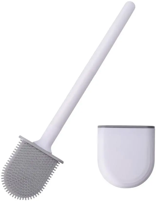 Main image of Small Silicone Toilet Brush with Crevice Brush-Silicone Bristles, Gentle on Toilets | Bathroom Accessories for RVs, Trailers, Campers | Anti-Roll, Anti-Drip Wall-Mounted Design for Travel