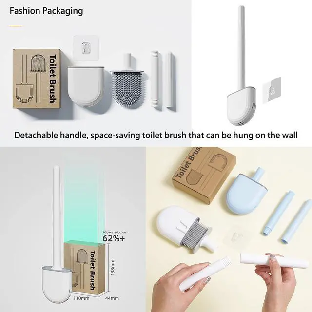 Alt view image 6 of 7 - Small Silicone Toilet Brush with Crevice Brush-Silicone Bristles, Gentle on Toilets | Bathroom Accessories for RVs, Trailers, Campers | Anti-Roll, Anti-Drip Wall-Mounted Design for Travel