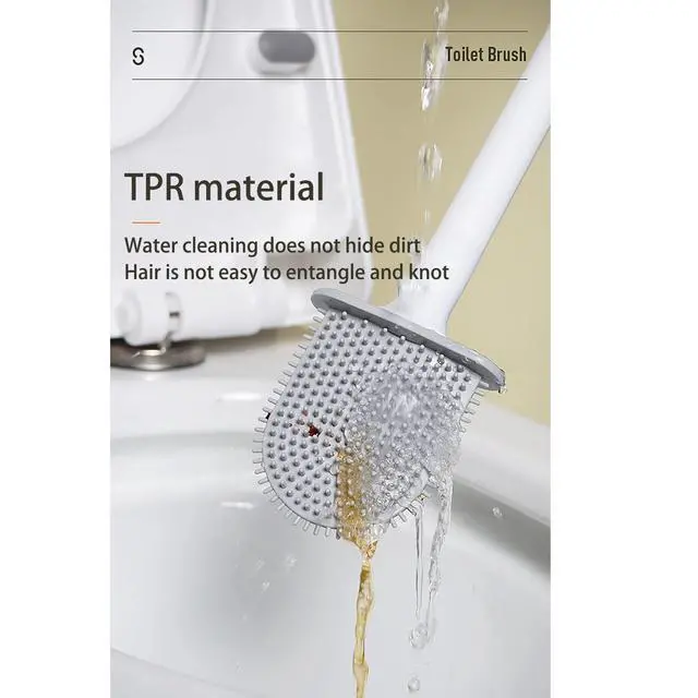 Alt view image 7 of 7 - Small Silicone Toilet Brush with Crevice Brush-Silicone Bristles, Gentle on Toilets | Bathroom Accessories for RVs, Trailers, Campers | Anti-Roll, Anti-Drip Wall-Mounted Design for Travel