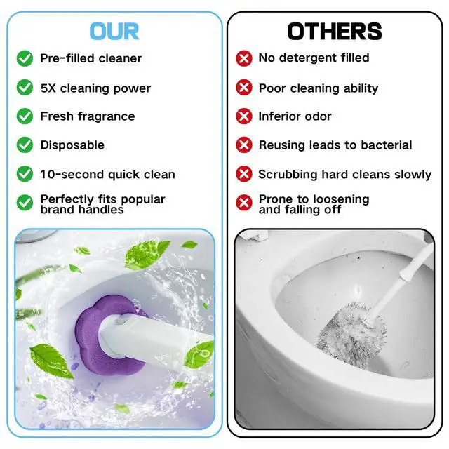 Alt view image 6 of 7 - 30 Disposable Toilet Brush Refills, Lavender Scented Toilet Wand Refill Pad | Replacement Toilet Cleaner Refill Heads for Toilet Bowl Deep Scrubbing