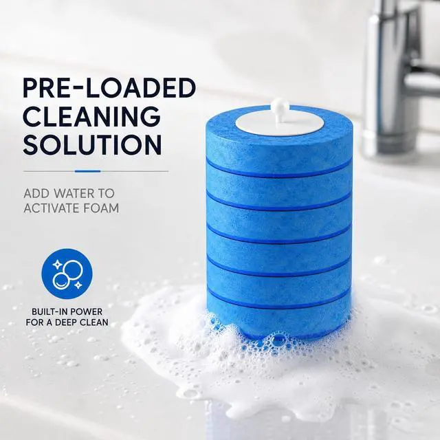 Alt view image 3 of 7 - 24PCS Disposable Toilet Brush Refills, Replacement Pads for Toilet Wand, Replacement Heads for Hard Water Stains & Limescale (Blue)