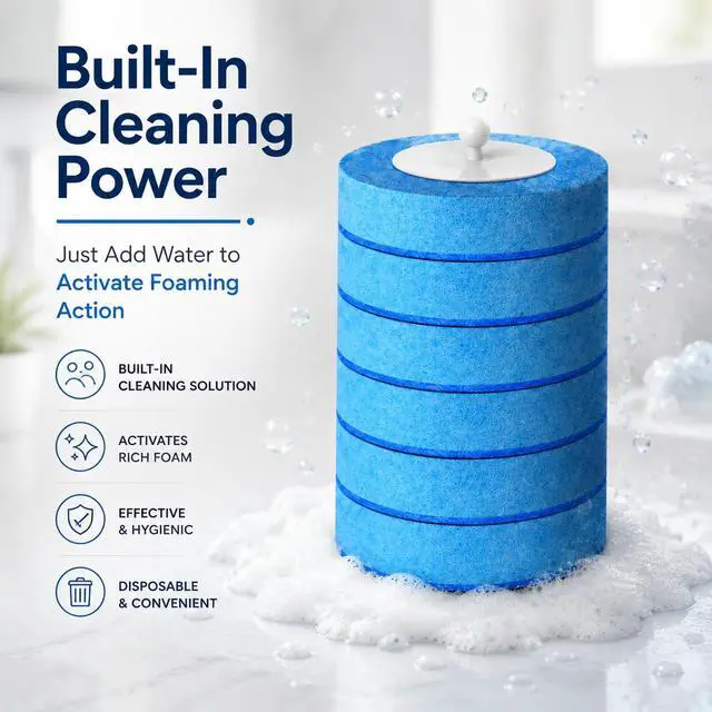 Alt view image 5 of 7 - 24PCS Disposable Toilet Brush Refills, Replacement Pads for Toilet Wand, Replacement Heads for Hard Water Stains & Limescale (Blue)